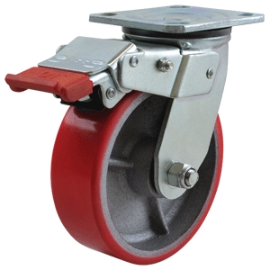 150mm Polyurethane Tyred Cast Iron Centred Wheel 250Kg Capacity Castor (S6655SLB)