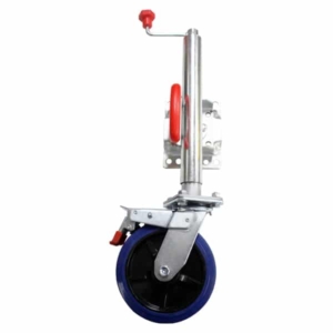200mm Swing Type Jockey Wheel with Rebound Rubber Wheel & Brake, Height Adjustable between 445-710mm (S8027B)