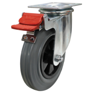 200mm Rubber Tyre on Nylon Centre Wheel 200kg Capacity Castor (S8050B)