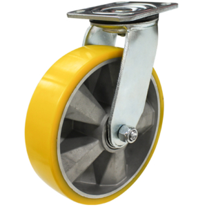 200mm Crowned Polyurethane Tyred Aluminium Centred Wheel 600kg Capacity Swivel Castor (S8274)