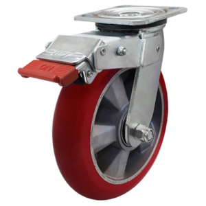 200mm Donut Profile Polyurethane Tyred Aluminium Centred Castor 250kg Capacity (S8824SLB)