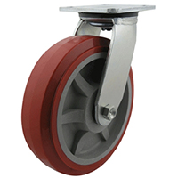 200mm Polyurethane Tyred Nylon Centred Wheel 400Kg Capacity Castor (S8849)