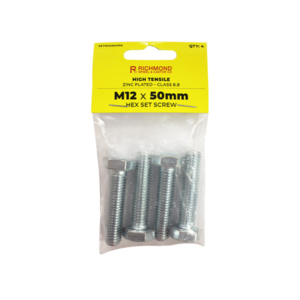 M12 x 50mm High Tensile Hex Set Screw - 4 Pack (SETM1250HPK)