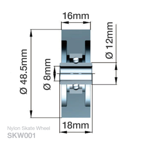 48.5mm Nylon Skate Rail Wheel (SKW001) - Image 2