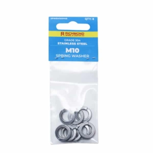 M10 Stainless Steel Spring Washer - 8 Pack (SPWRM10SPK8)