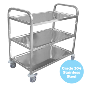 950 x 500mm 3 Tier Grade 304 Stainless Service Trolley (STR331)