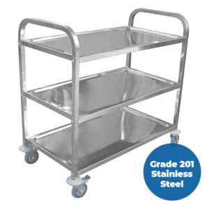 950 x 500mm 3 Tier Grade 201 Stainless Service Trolley (STR332)