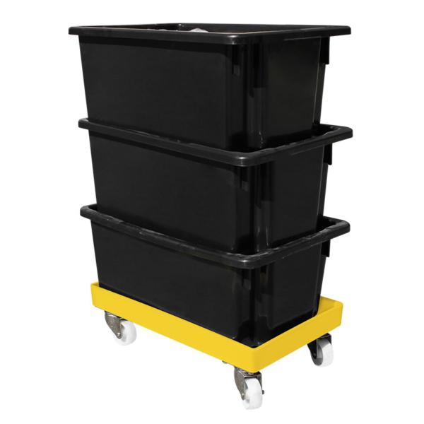 Crate Skate Tub Dollie with 75mm, 100mm or 125mm Wheels - Yellow - Image 2