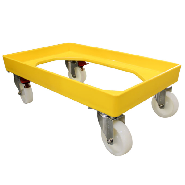 Crate Skate Tub Dollie with 75mm, 100mm or 125mm Wheels - Yellow