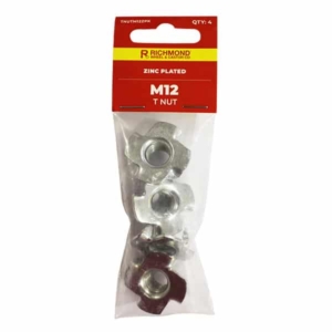 M12 Zinc Plated T Nut - 4 Pack (TNUTM12ZPK4)