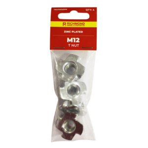 M12 Zinc Plated T Nut - 4 Pack (TNUTM12ZPK)