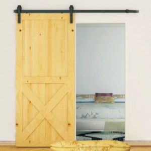 Country Style Black Carbon Steel 2m Barn Door Hardware Kit (BHR001)