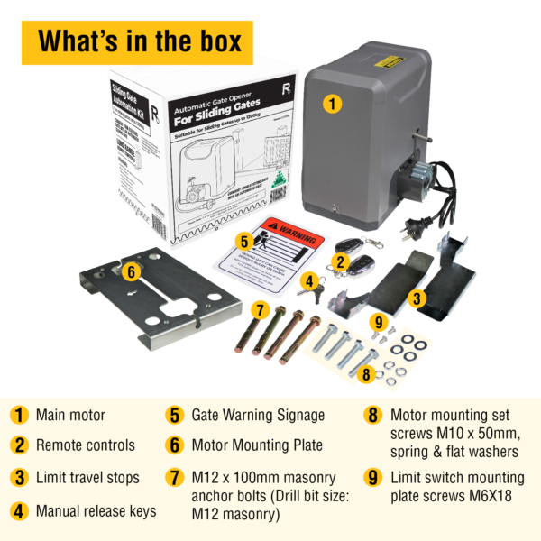240V AC Powered Sliding Gate Motor suitable for gates up to 1200kg (GTR156) - Image 3