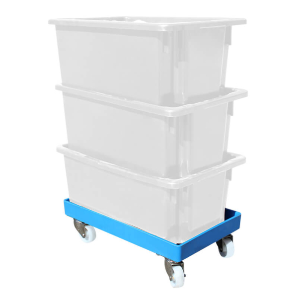 Crate Skate Tub Dollie with 75mm, 100mm or 125mm Wheels - Blue - Image 3
